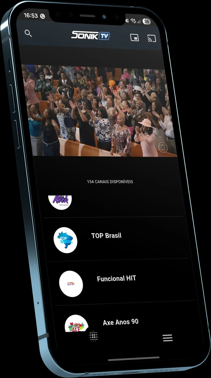 Smartphone no App da SonikTV